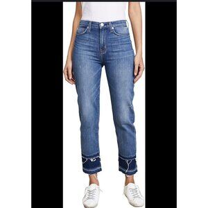 Hudson Women's Zoeey Straight‎ High Rise Frayed Cropped Jeans